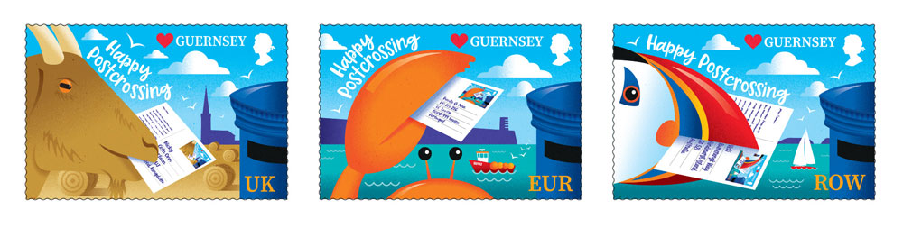 Guernsey Post celebrates Postcrossing's Birthday with Bailiwick stamps